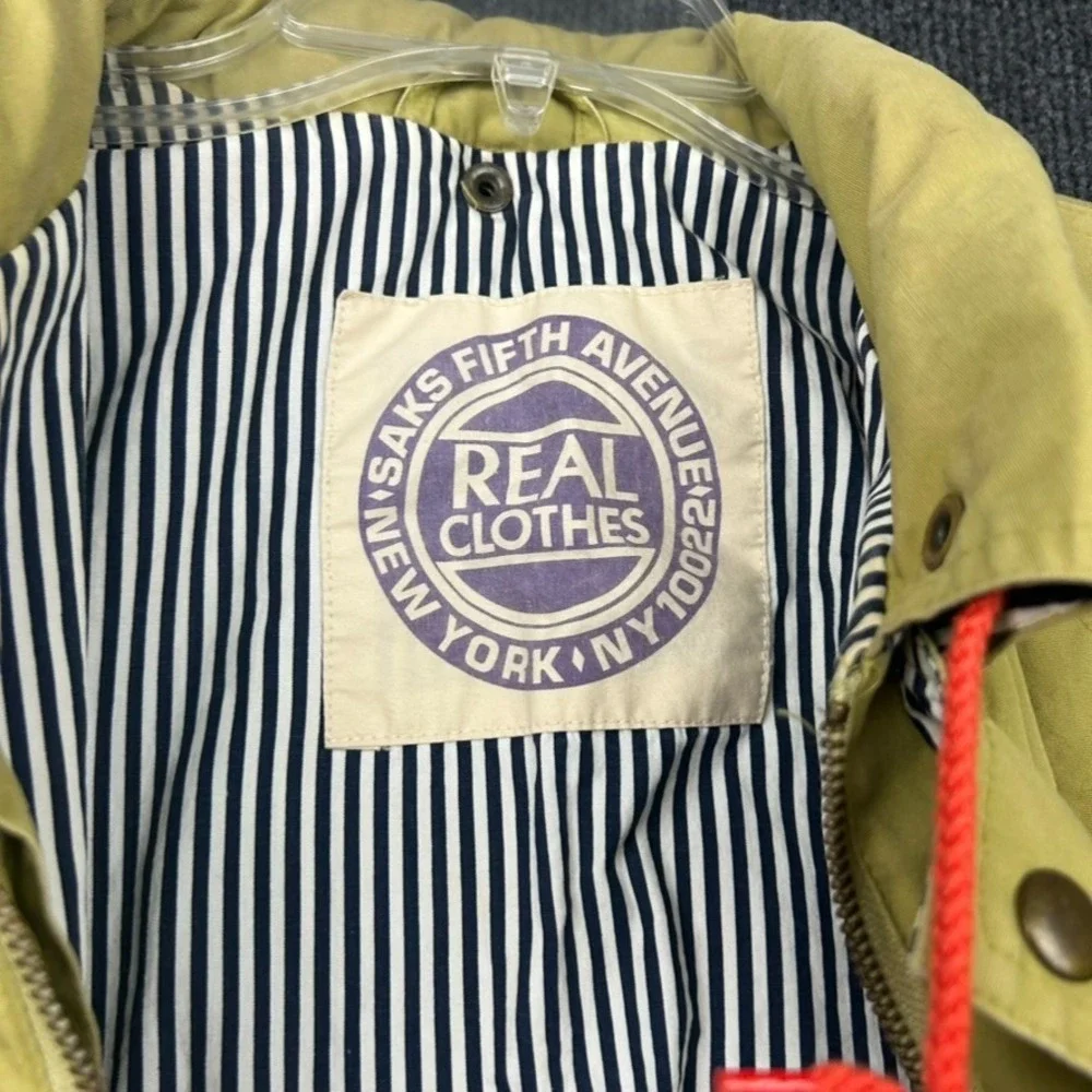 Saks 5th Avenue New York NY Real Clothes Hooded Field Chore Jacket Khaki Outdoor